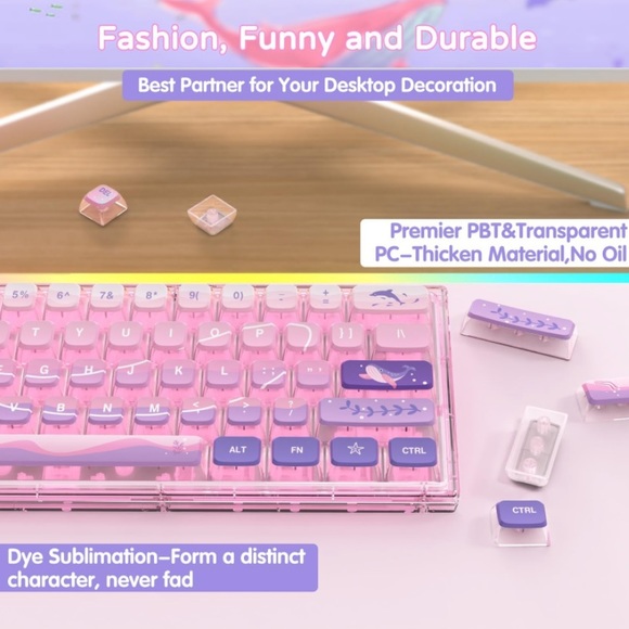 120 Key PBT Pudding Dreamy Sea Keycap Set ASA Profile - Picture 2 of 7